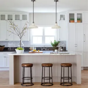 24 Inch Acacia Wood Counter Height Barstool With Iron Base, Brown And Black  By Benzara