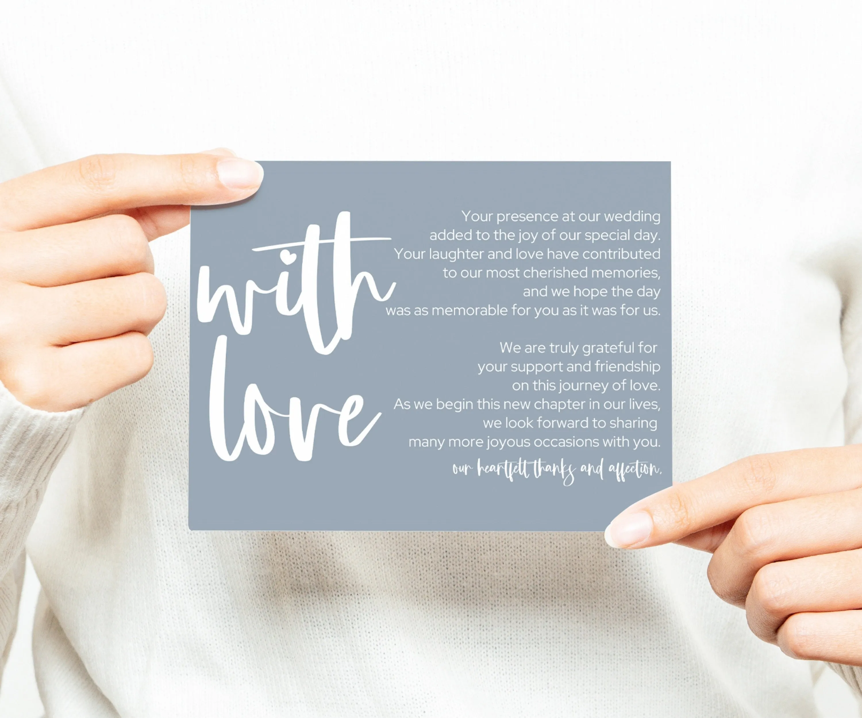 25-Pack Dusty Blue Reception Thank You Cards - 4x6 Wedding Table Favors