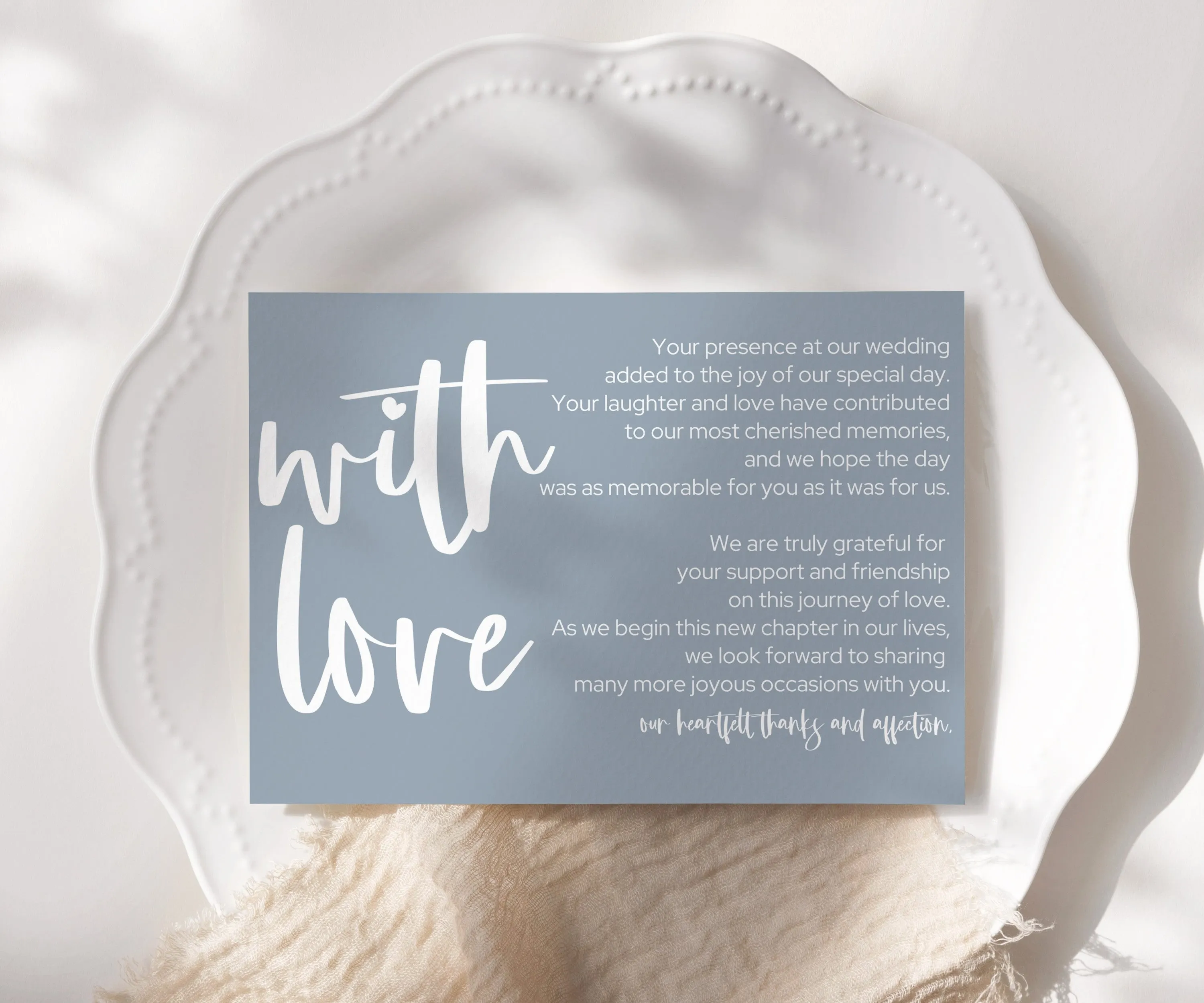 25-Pack Dusty Blue Reception Thank You Cards - 4x6 Wedding Table Favors