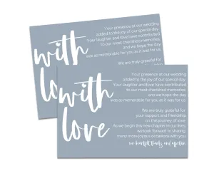 25-Pack Dusty Blue Reception Thank You Cards - 4x6 Wedding Table Favors