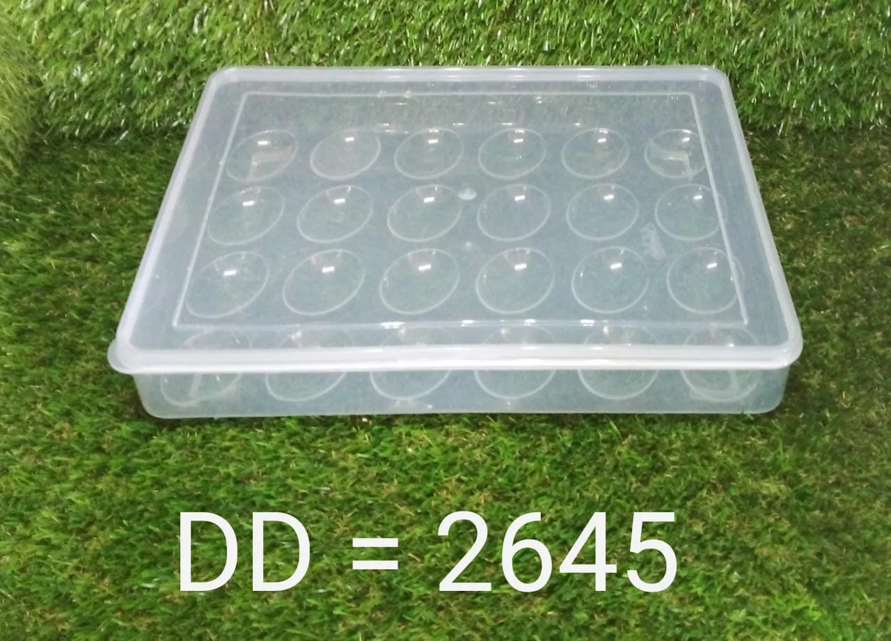 2645 24 Grids Plastic Egg Box Container Holder Tray for Fridge with Lid for 2 Dozen Egg Tray