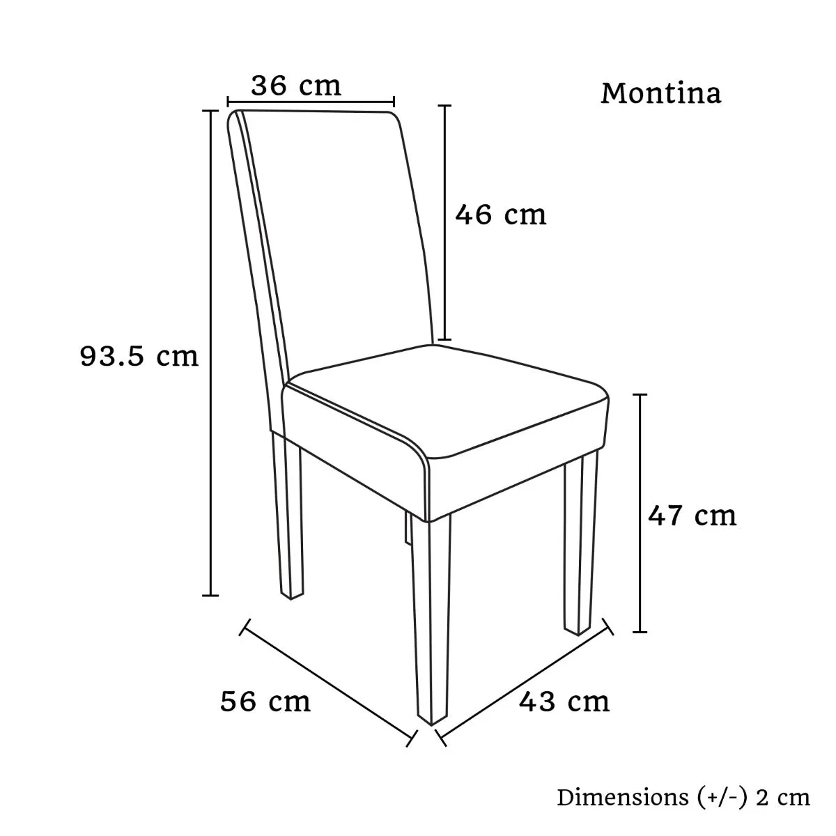 2PCS - Wooden Frame Black Leatherette Dining Chairs with Solid Pine Legs
