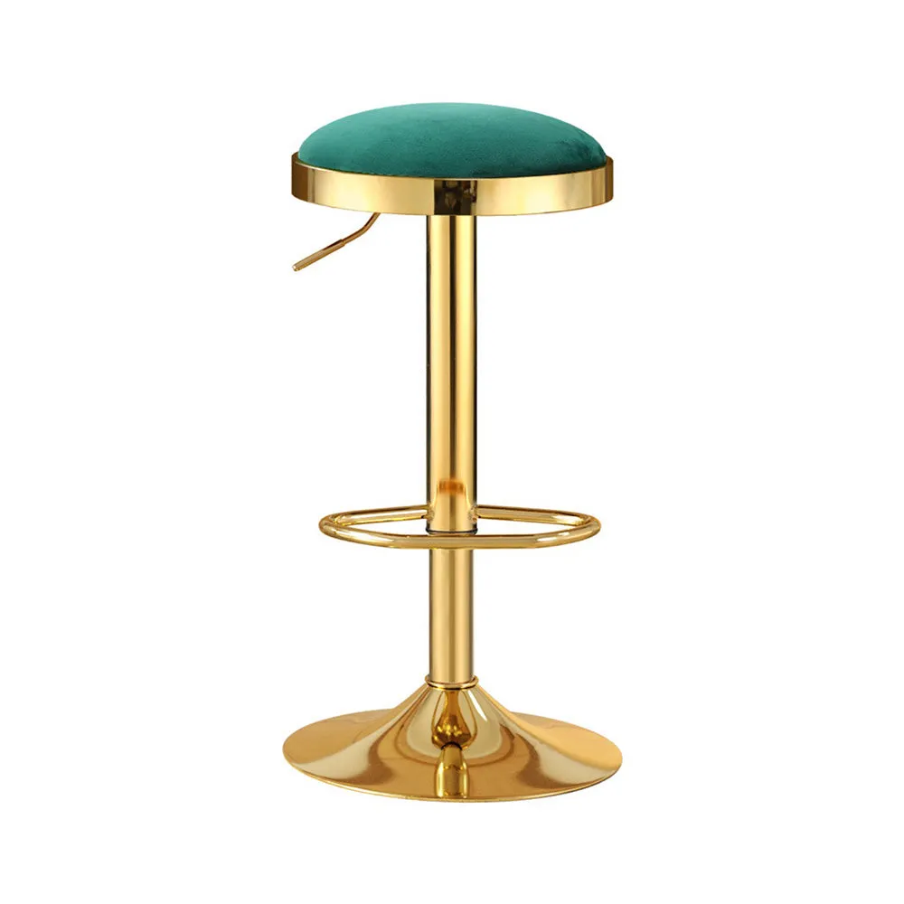 2x Bar Stools | Kitchen Dining Chairs | Velvet Padded Stool | Green