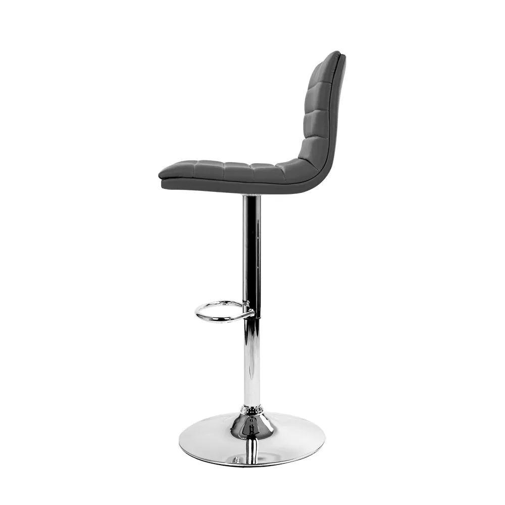 2x Bar Stools | Padded Leather | Gas Lift | Grey