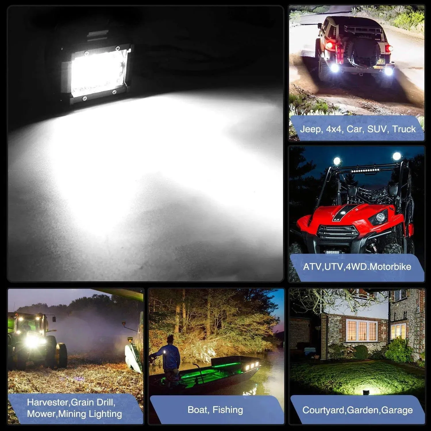 4 Inch 60W Triple Row Spot Flood LED Pods (Pair)
