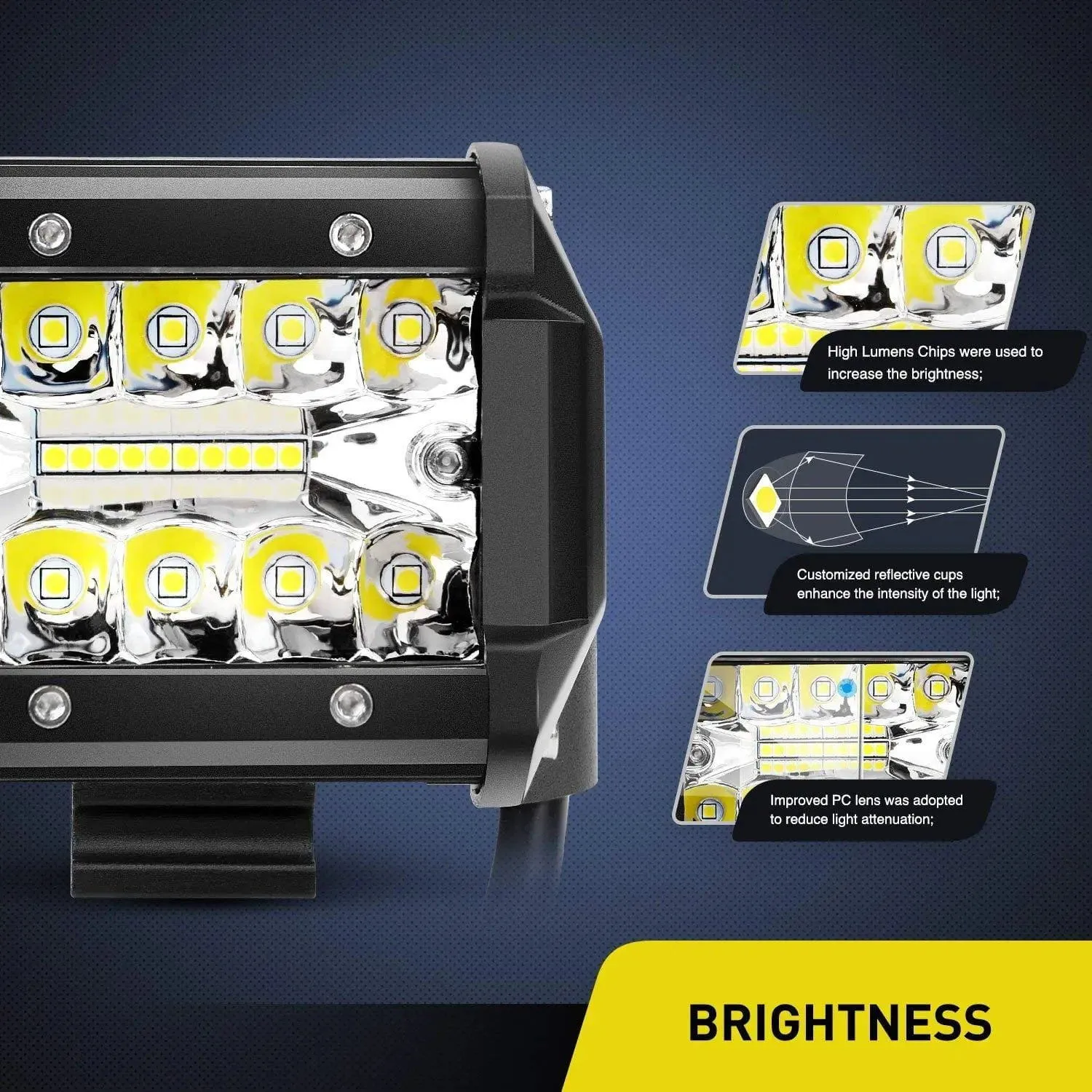 4 Inch 60W Triple Row Spot Flood LED Pods (Pair)