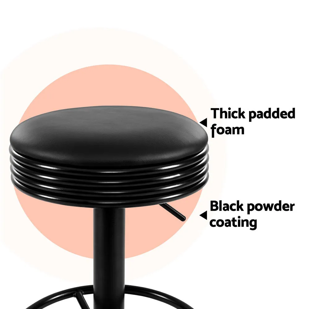 4x Bar Stools | Leather Padded | Gas Lift | Black Finish