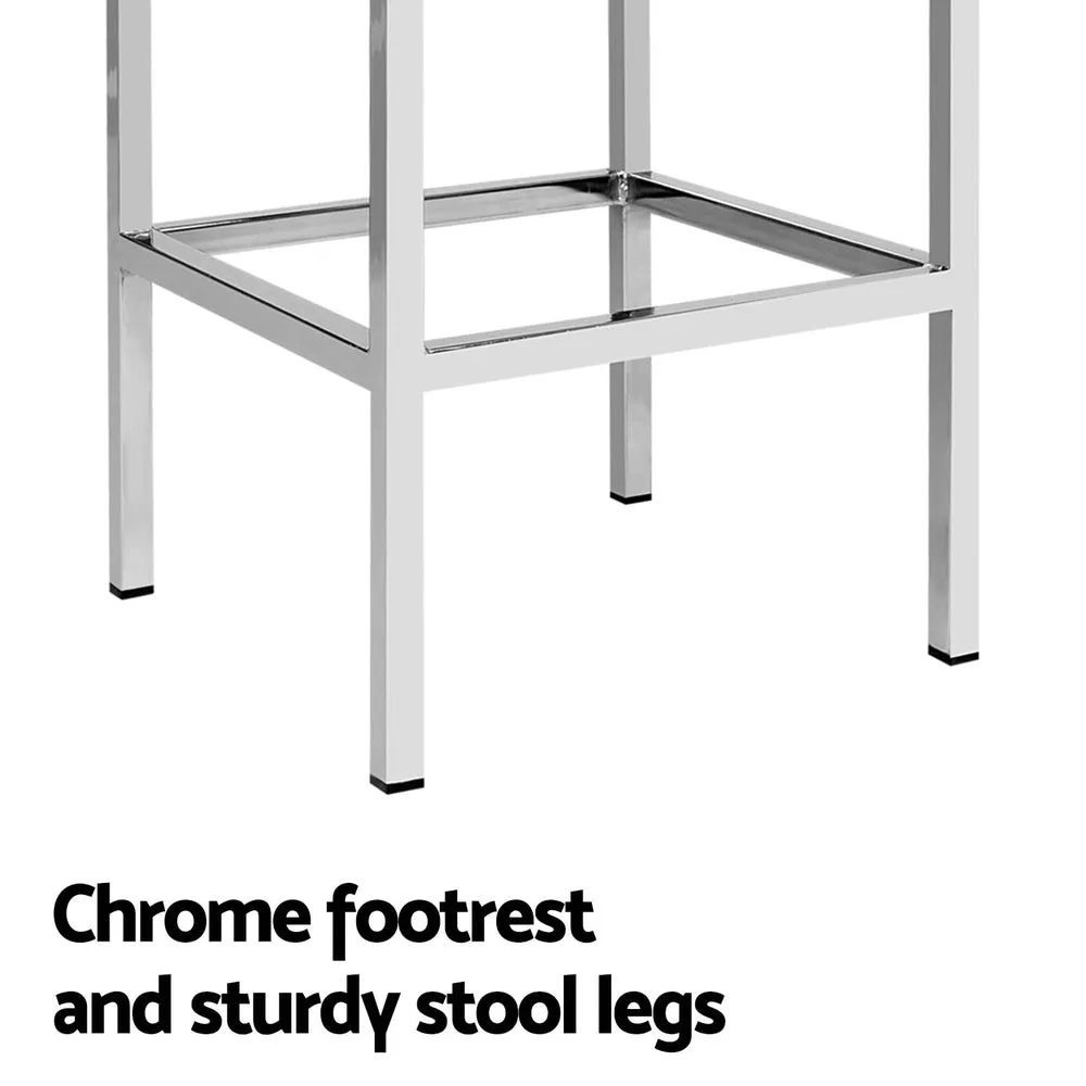 4x Bar Stools | Leather Padded | Metal Frame | White