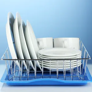 5140 High Grade Dish Drainer Basket / Plate Sink Stand / Plate Drying Rack / Dish Rack for Kitchen Stainless Steel 48cm
