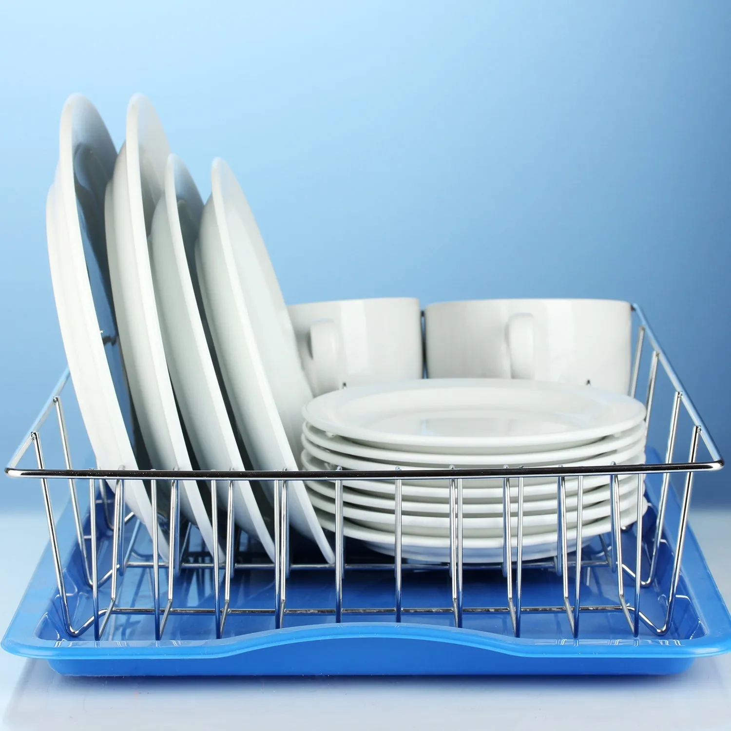 5140 High Grade Dish Drainer Basket / Plate Sink Stand / Plate Drying Rack / Dish Rack for Kitchen Stainless Steel 48cm