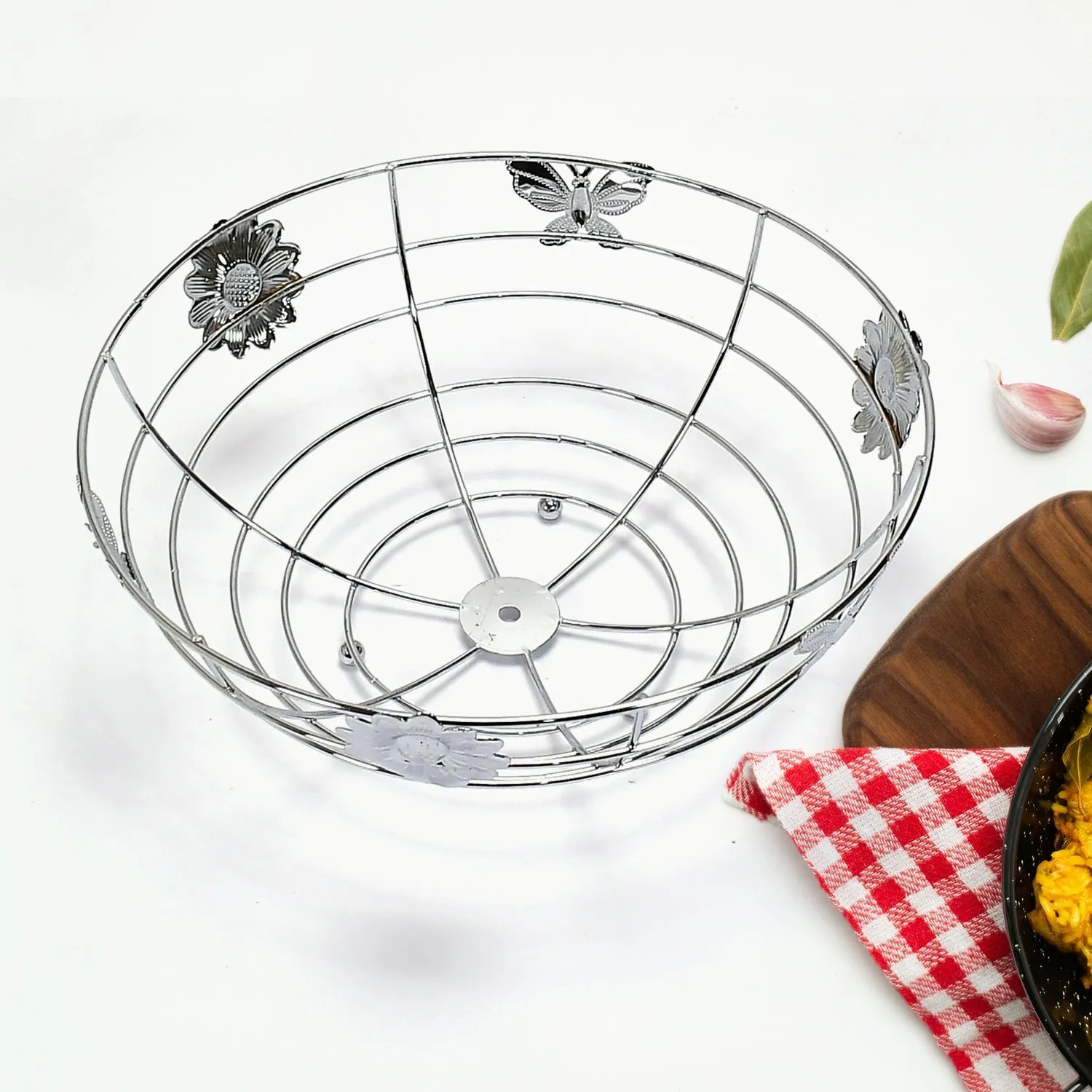 5175 Stainless Steel Multipurpose Fruit Bowl and Vegetable Basket for Kitchen, Dining Table Use