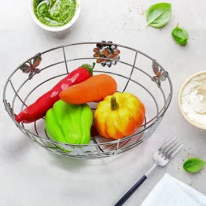 5175 Stainless Steel Multipurpose Fruit Bowl and Vegetable Basket for Kitchen, Dining Table Use