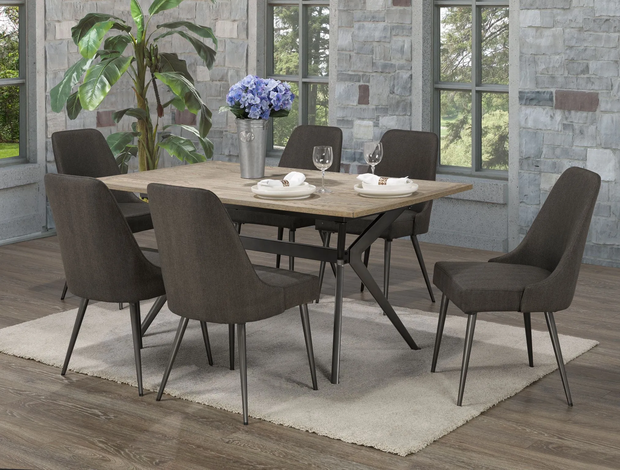 7-Piece Dining Set - Dark Grey