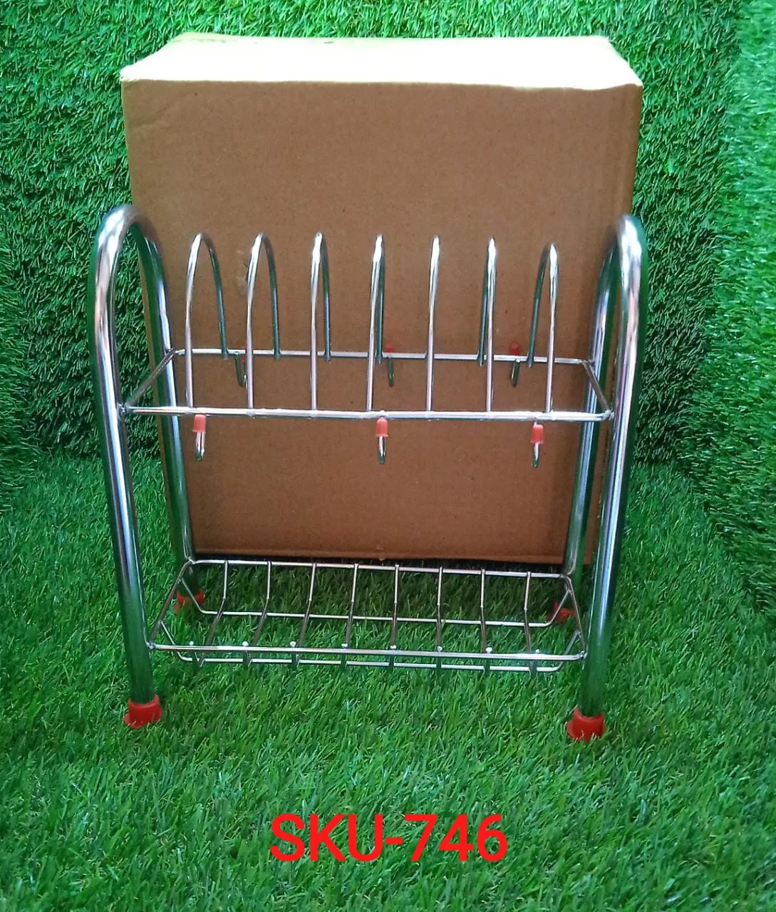 746_Stainless Steel 2 Layer Plate & Bowl Stand Kitchen Utensil Rack / Cutlery Stand
