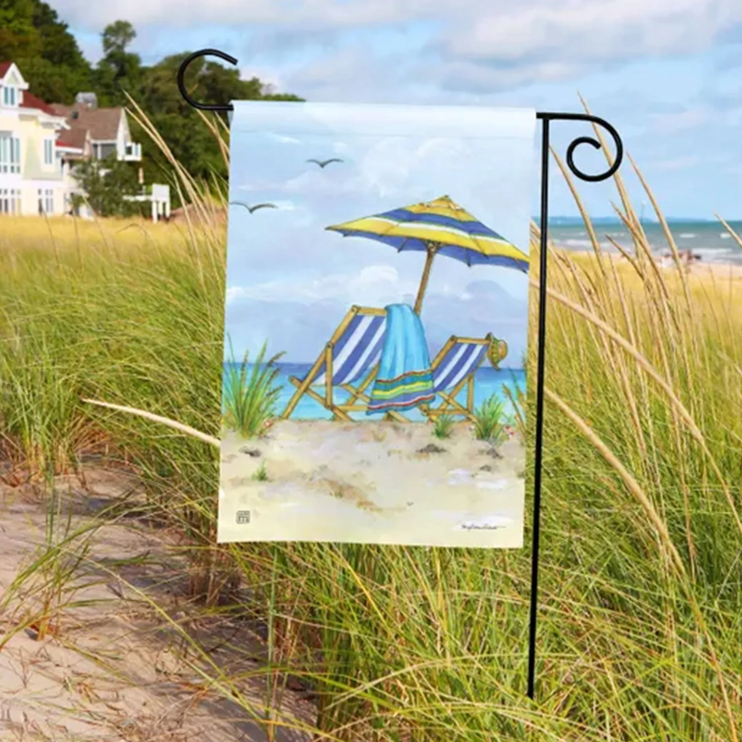 A Day at the Beach Garden Flag