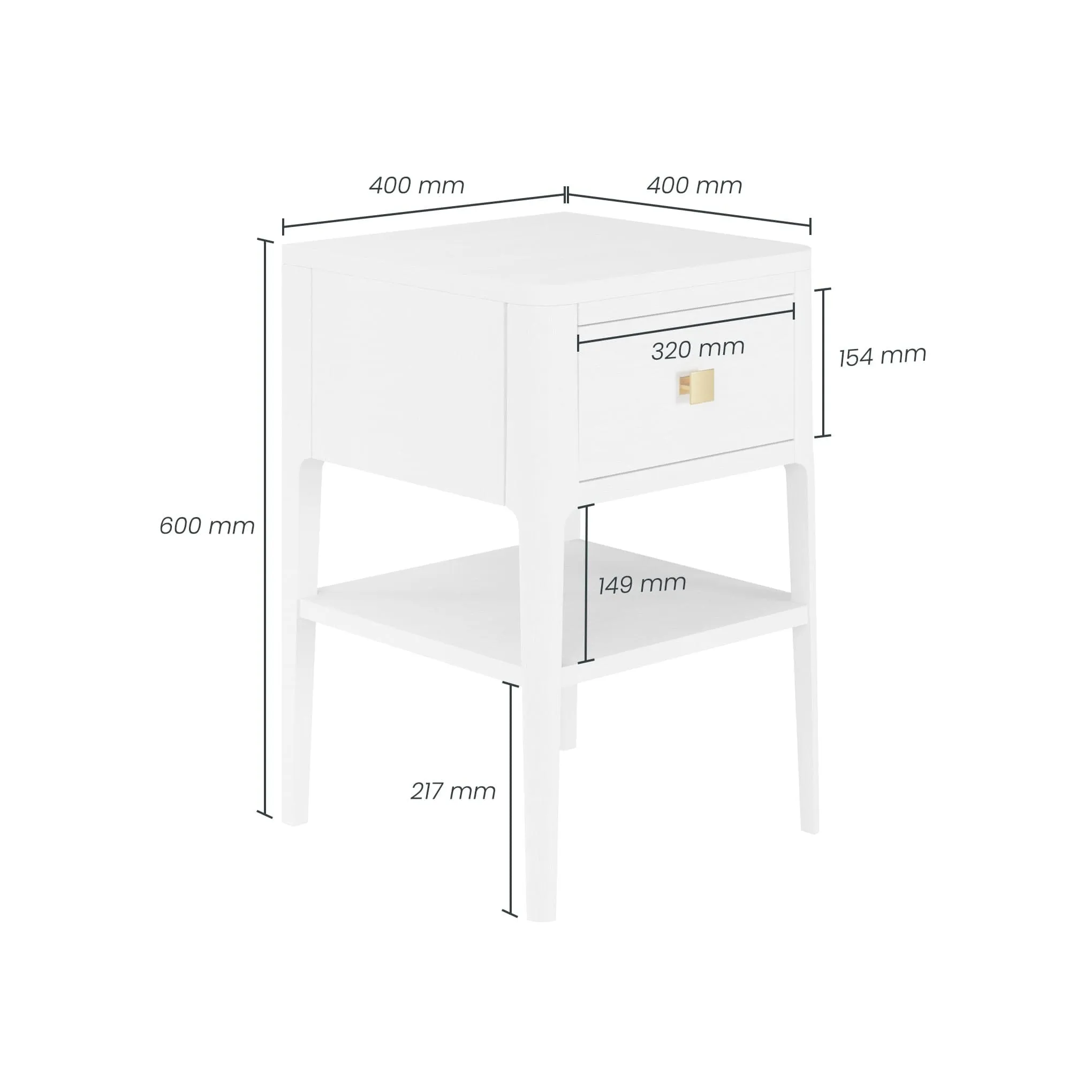 Abberley Bedside - White - 1 Drawer