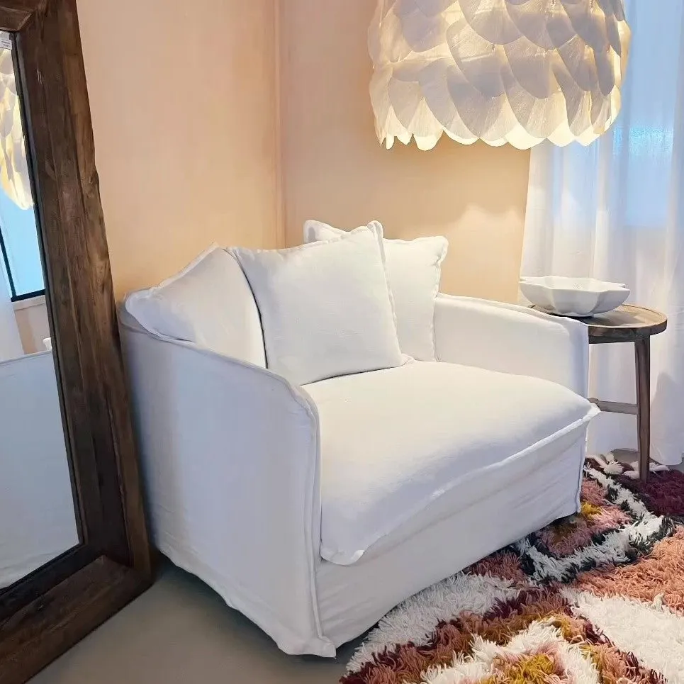 'Alisa' Linen Single Seater, White