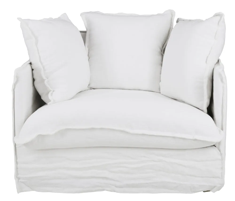 'Alisa' Linen Single Seater, White