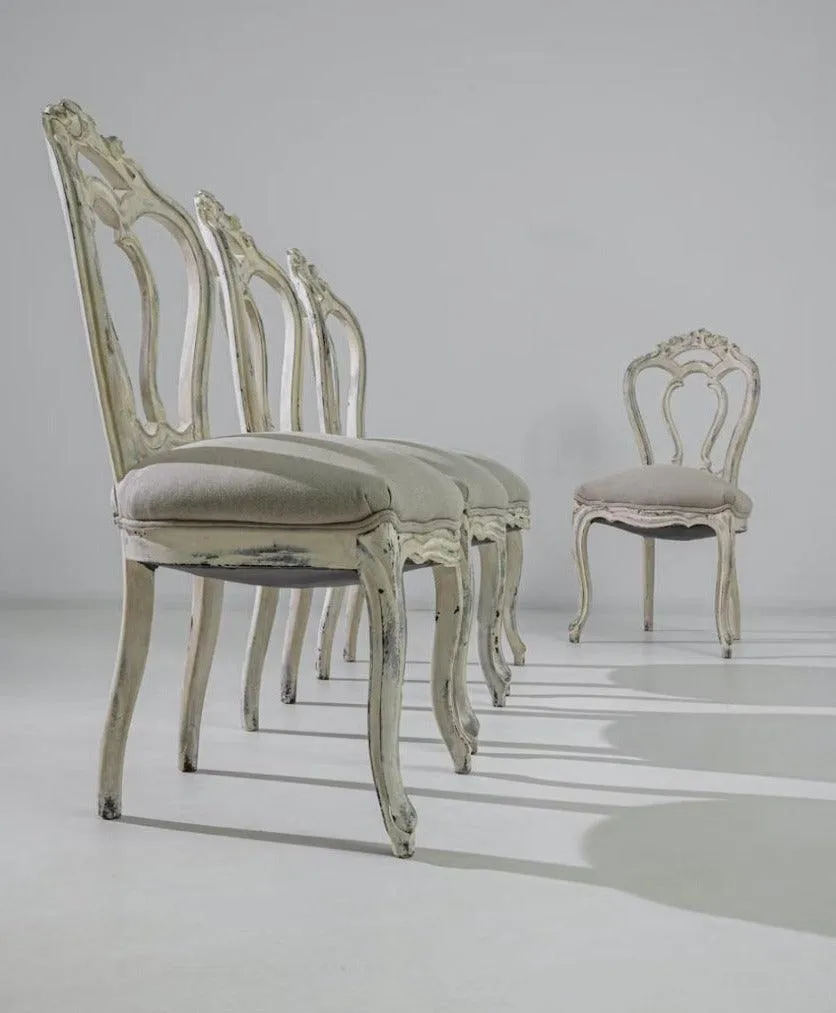 Antique French Shabby Chic Dining Chairs - Set of 4