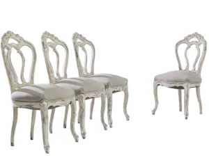 Antique French Shabby Chic Dining Chairs - Set of 4