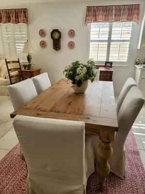 Arhaus Inspired Francis Turned Leg Dining Table - Weathered Oak