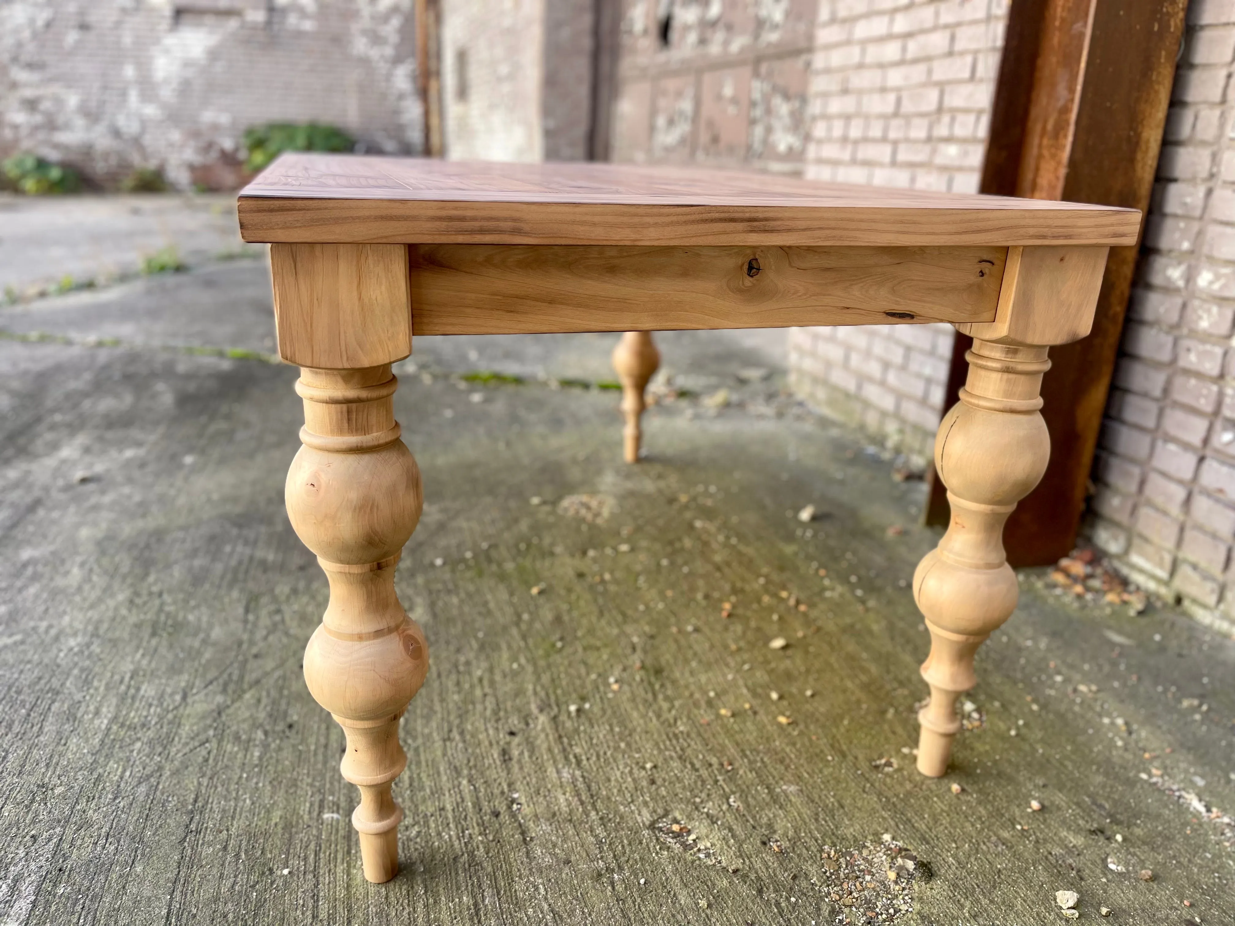 Arhaus Inspired Francis Turned Leg Dining Table - Weathered Oak