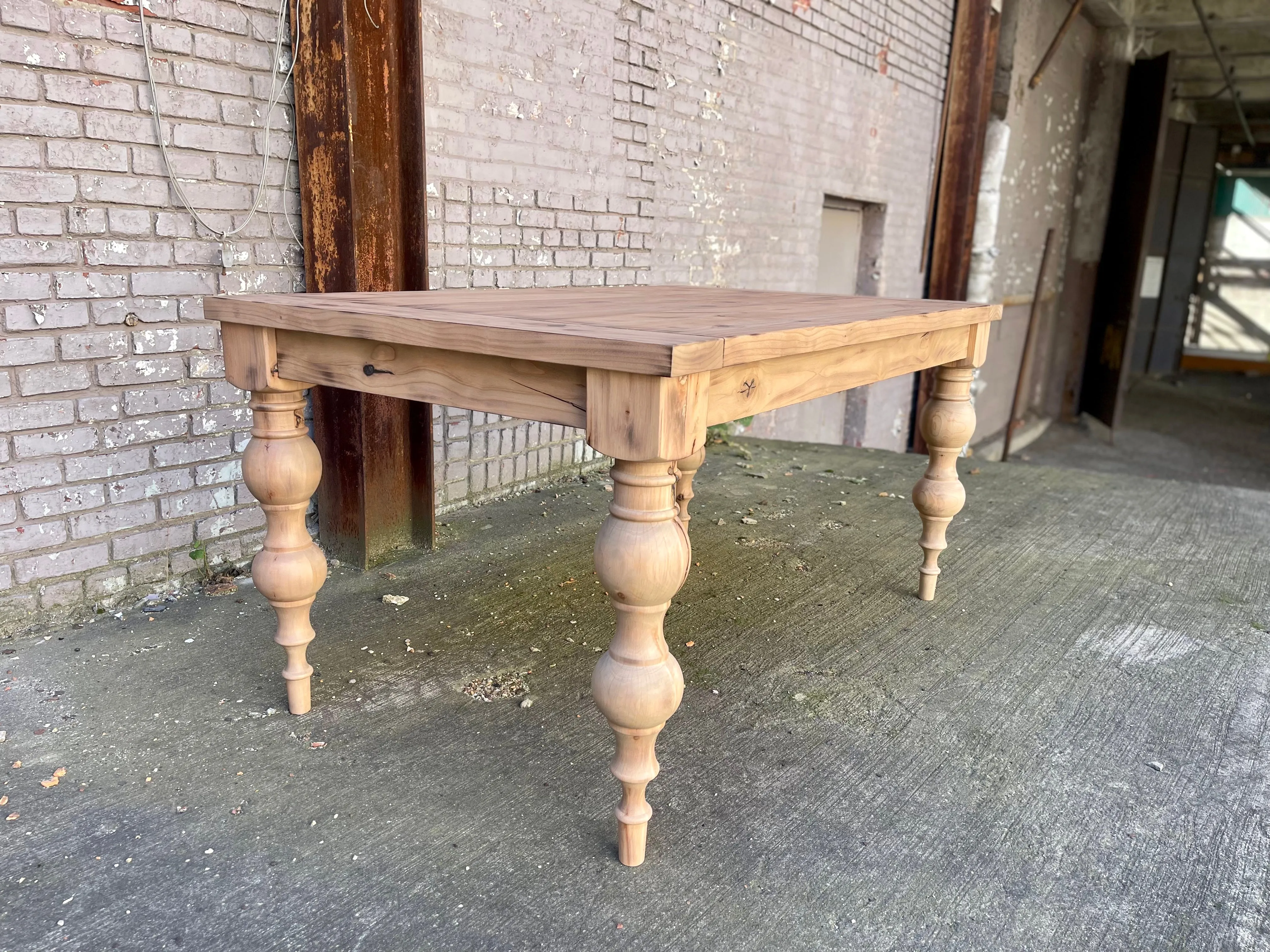 Arhaus Inspired Francis Turned Leg Dining Table - Weathered Oak