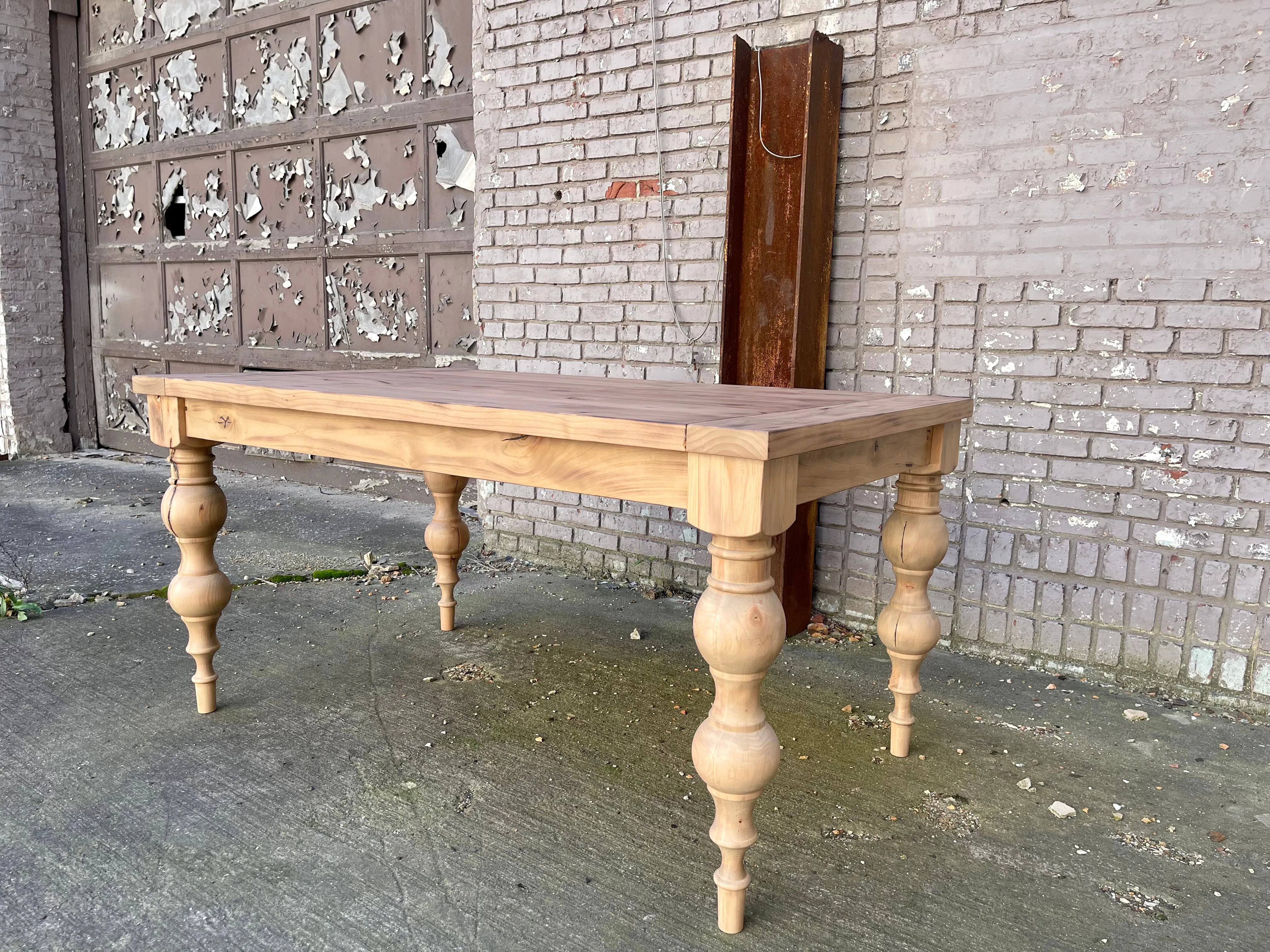 Arhaus Inspired Francis Turned Leg Dining Table - Weathered Oak
