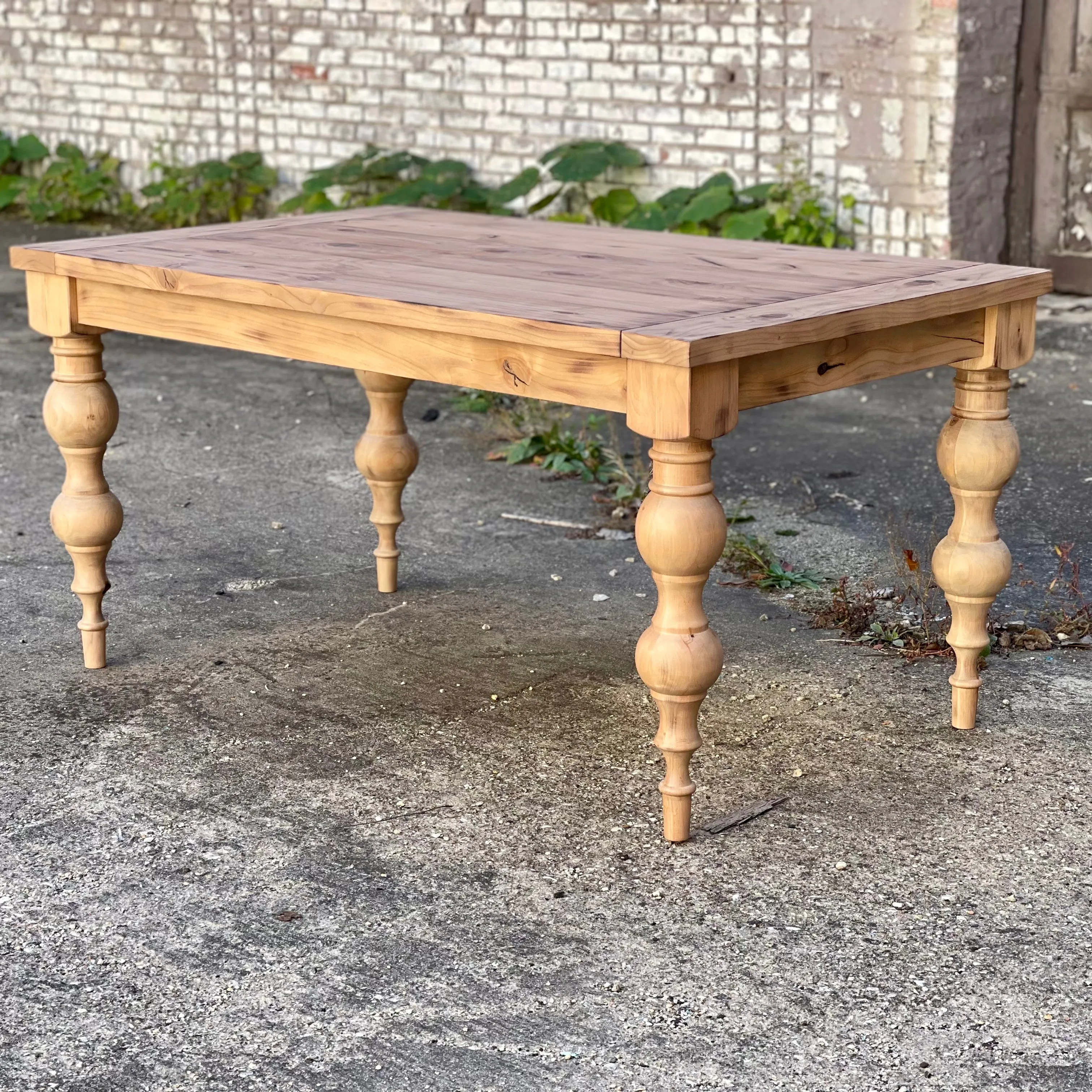 Arhaus Inspired Francis Turned Leg Dining Table - Weathered Oak