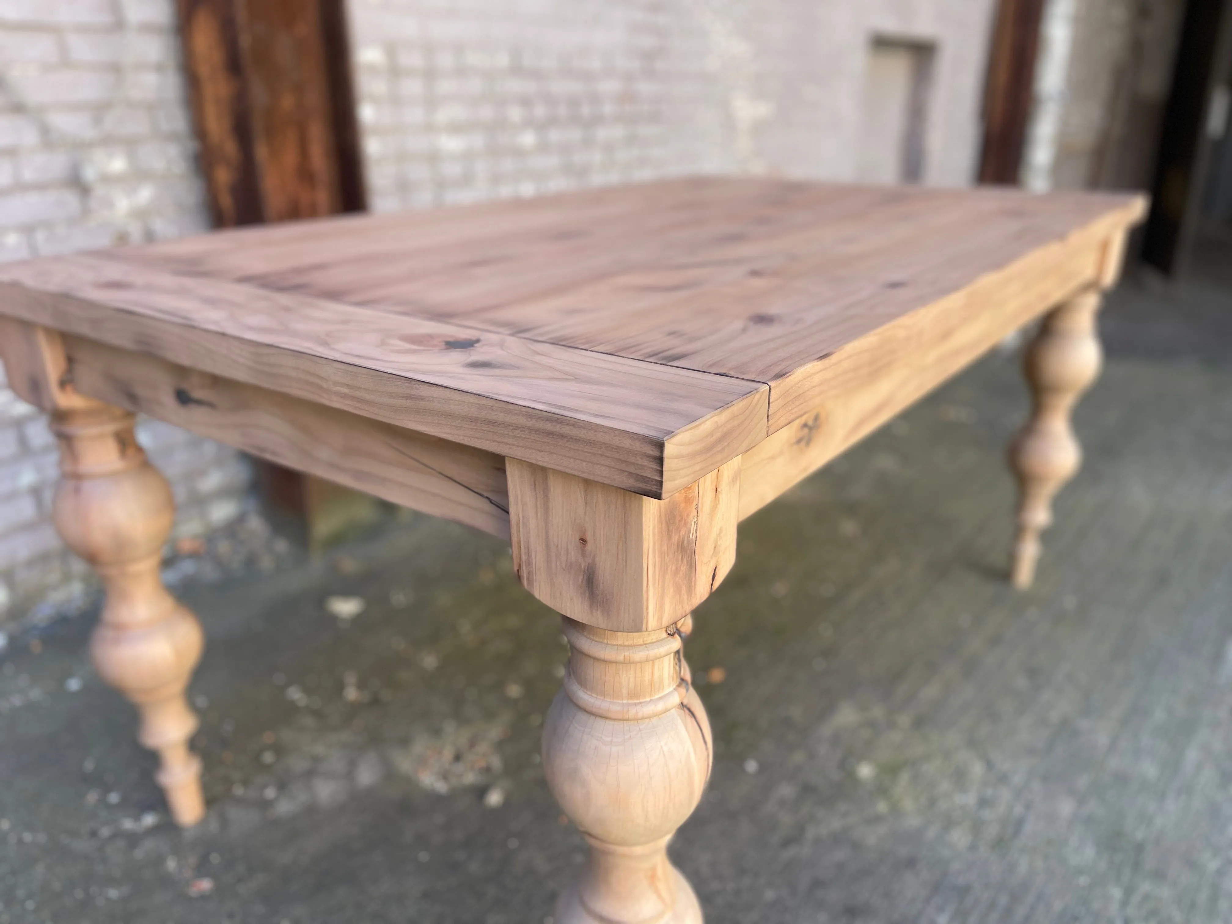 Arhaus Inspired Francis Turned Leg Dining Table - Weathered Oak