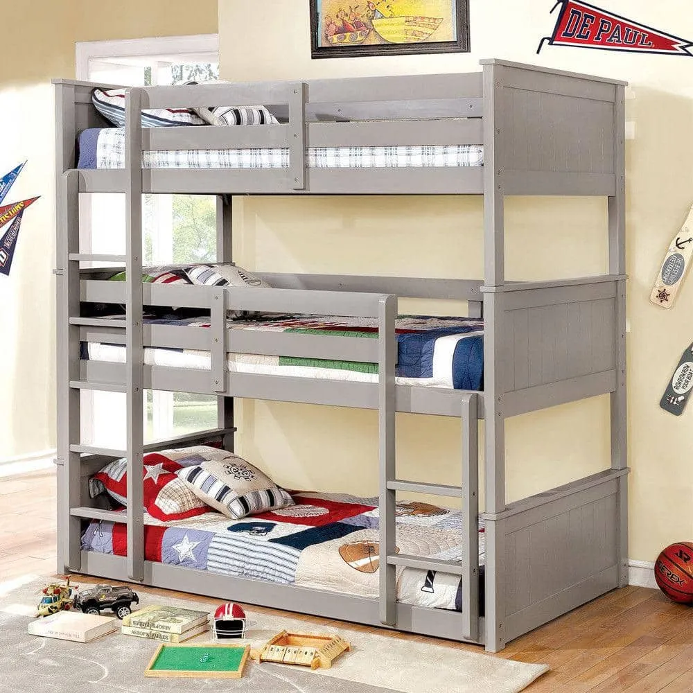 Aubrey Grey Triple Bunk Bed in Twin