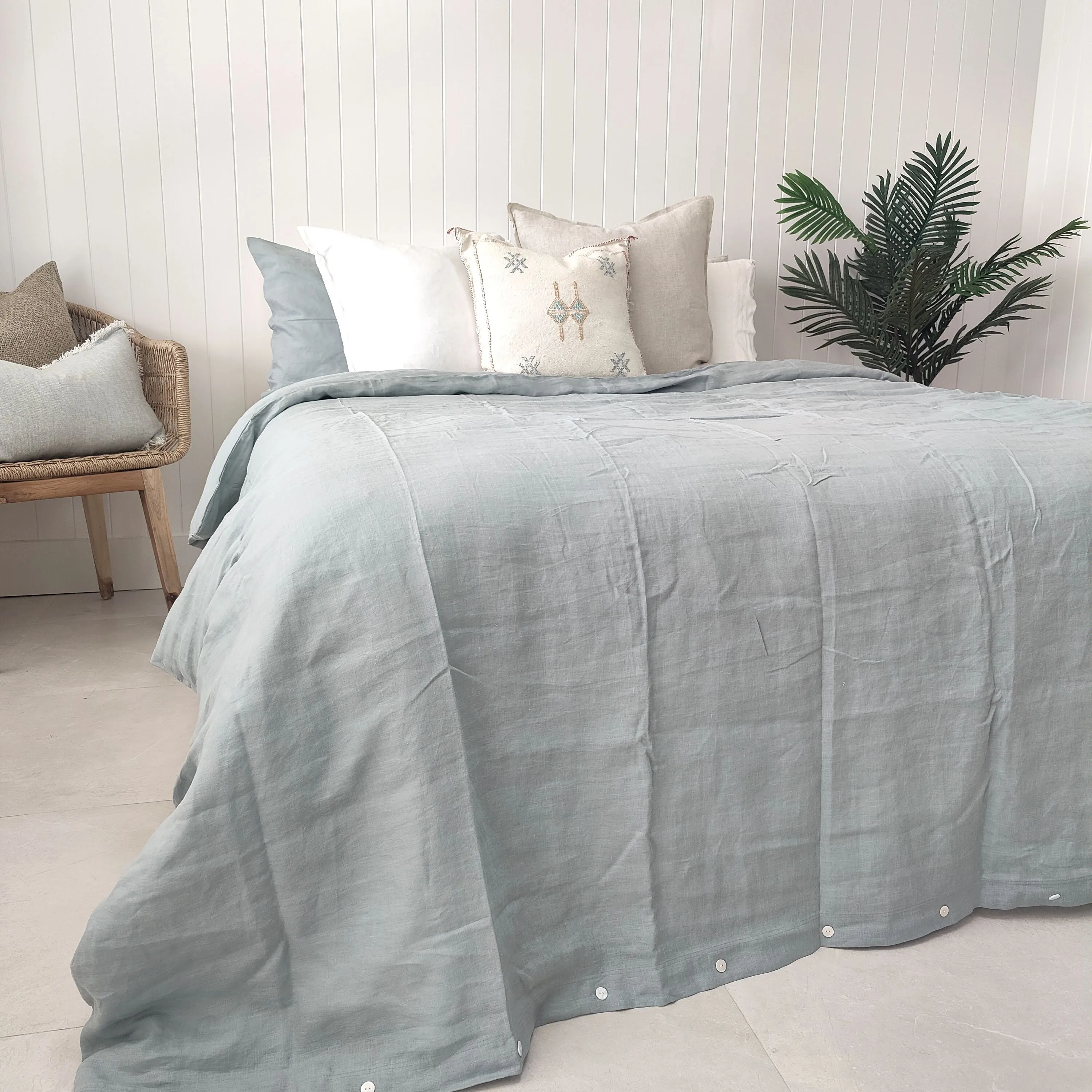 Bed Linen Pure French Duvet Quilt Set Duck Egg Blue