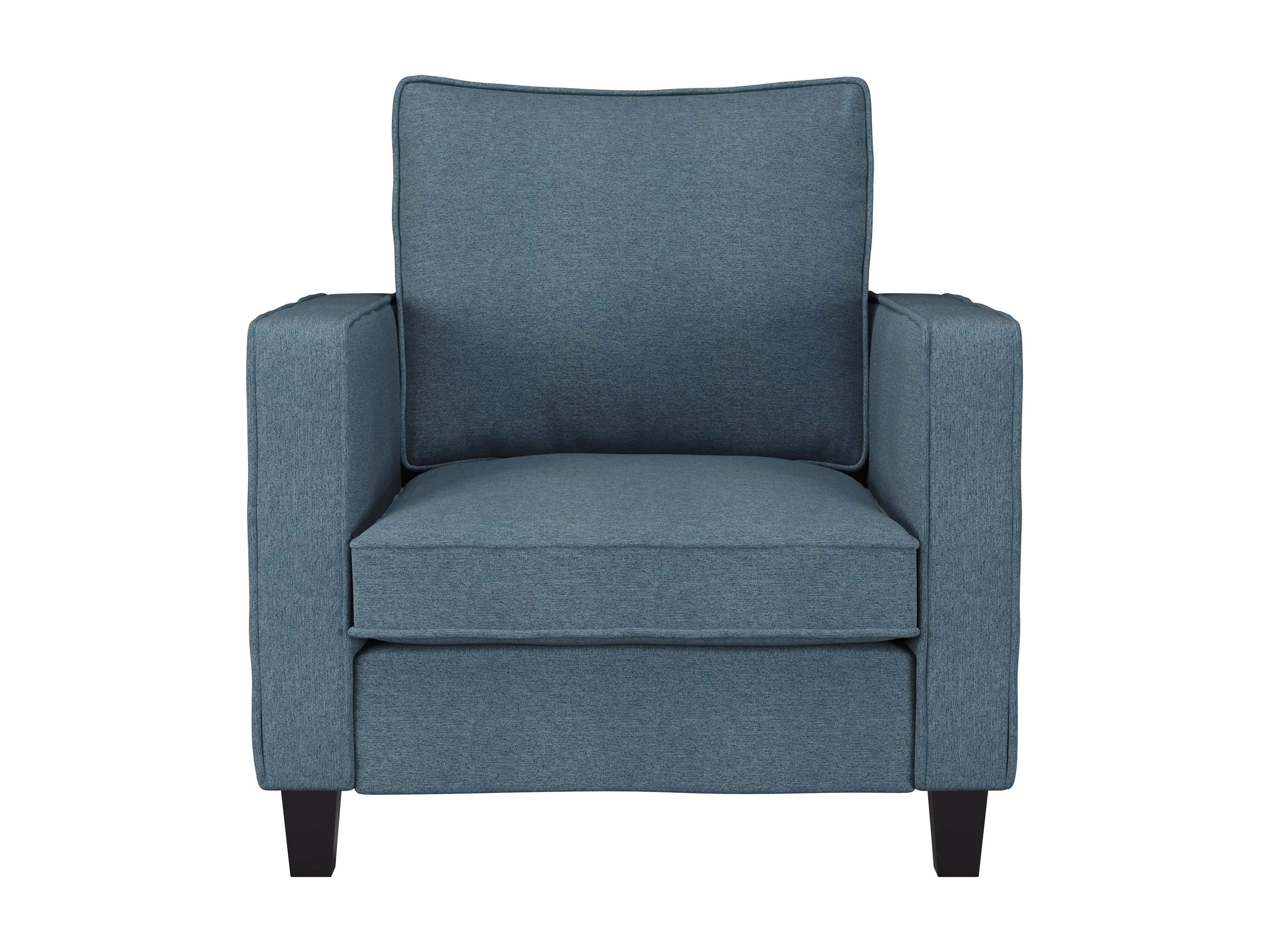 Blue Fabric Arm Chair with Ottoman