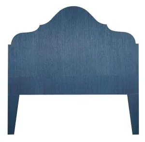 Blue Grasscloth Arched Manor Headboard