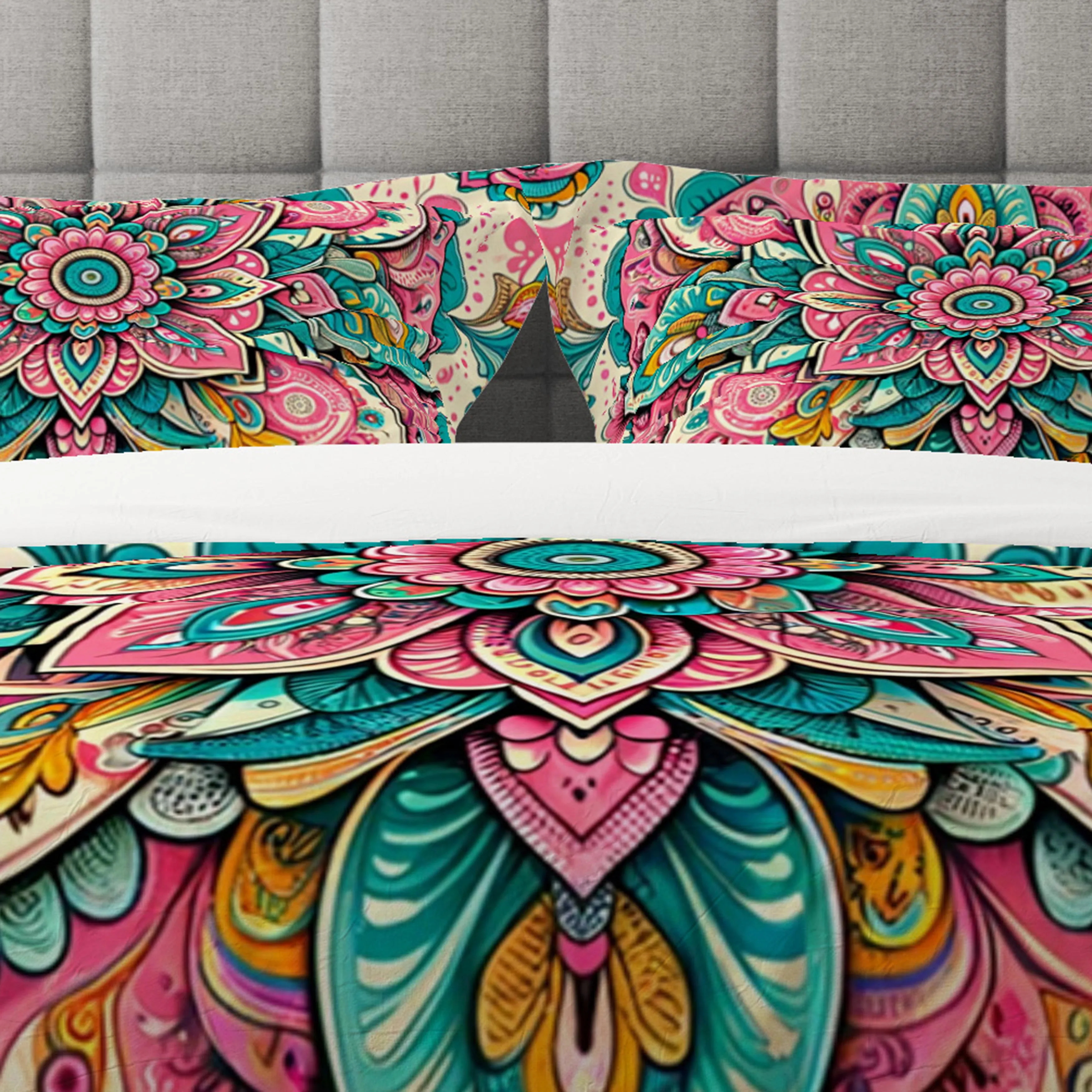 Bohemian Bloom Catch Indian Mandala Reversible Quilt Cover Duvet Cover Set