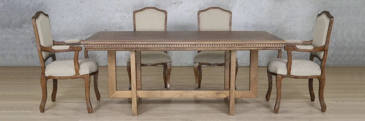 Bolton Fluted Wood Top & Duke 6 Seater Dining Set