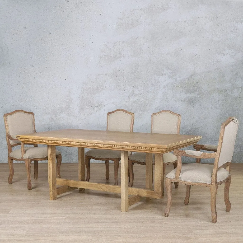 Bolton Fluted Wood Top & Duke 6 Seater Dining Set