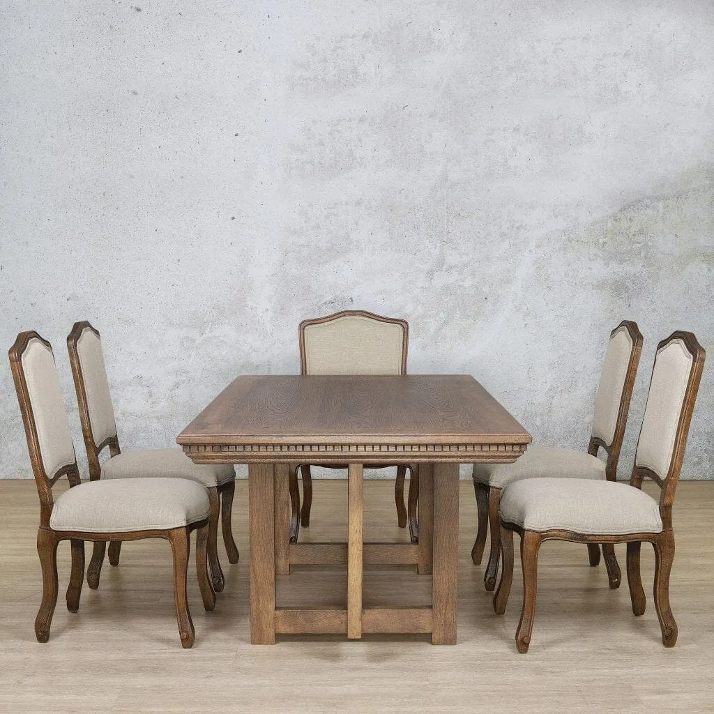 Bolton Fluted Wood Top & Duke 6 Seater Dining Set