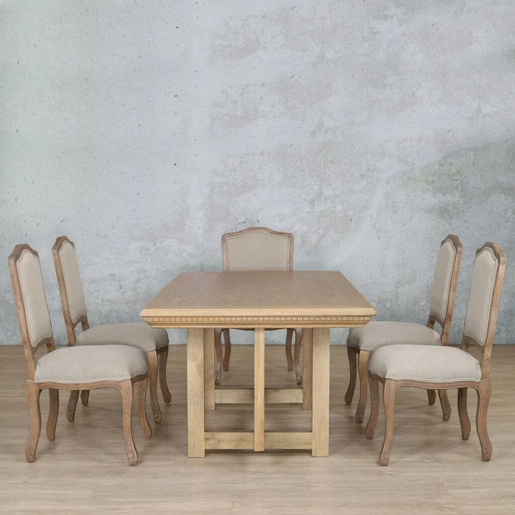 Bolton Fluted Wood Top & Duke 6 Seater Dining Set
