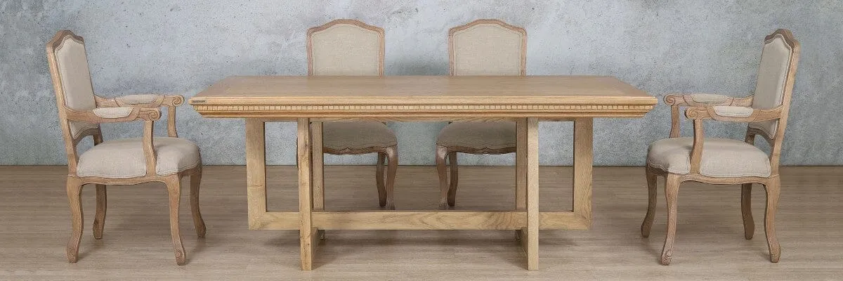 Bolton Fluted Wood Top & Duke 6 Seater Dining Set
