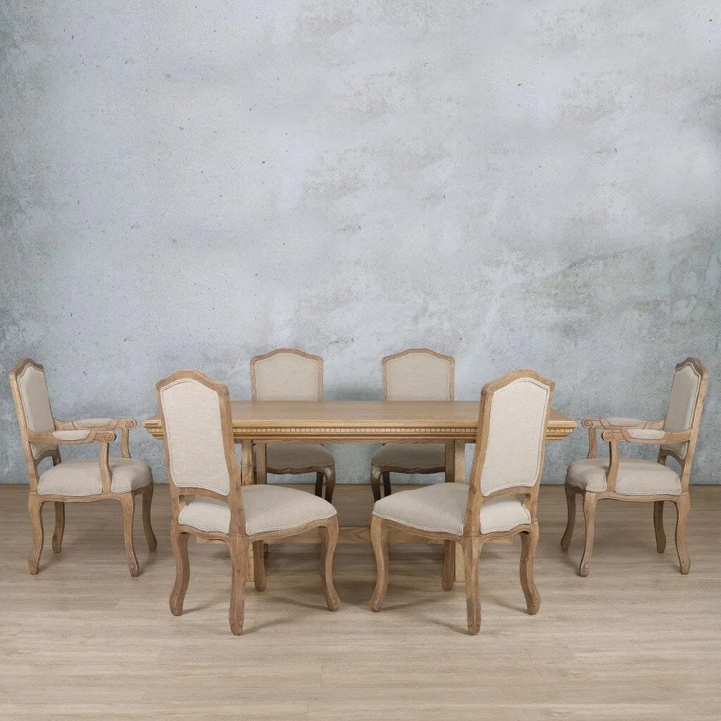 Bolton Fluted Wood Top & Duke 6 Seater Dining Set