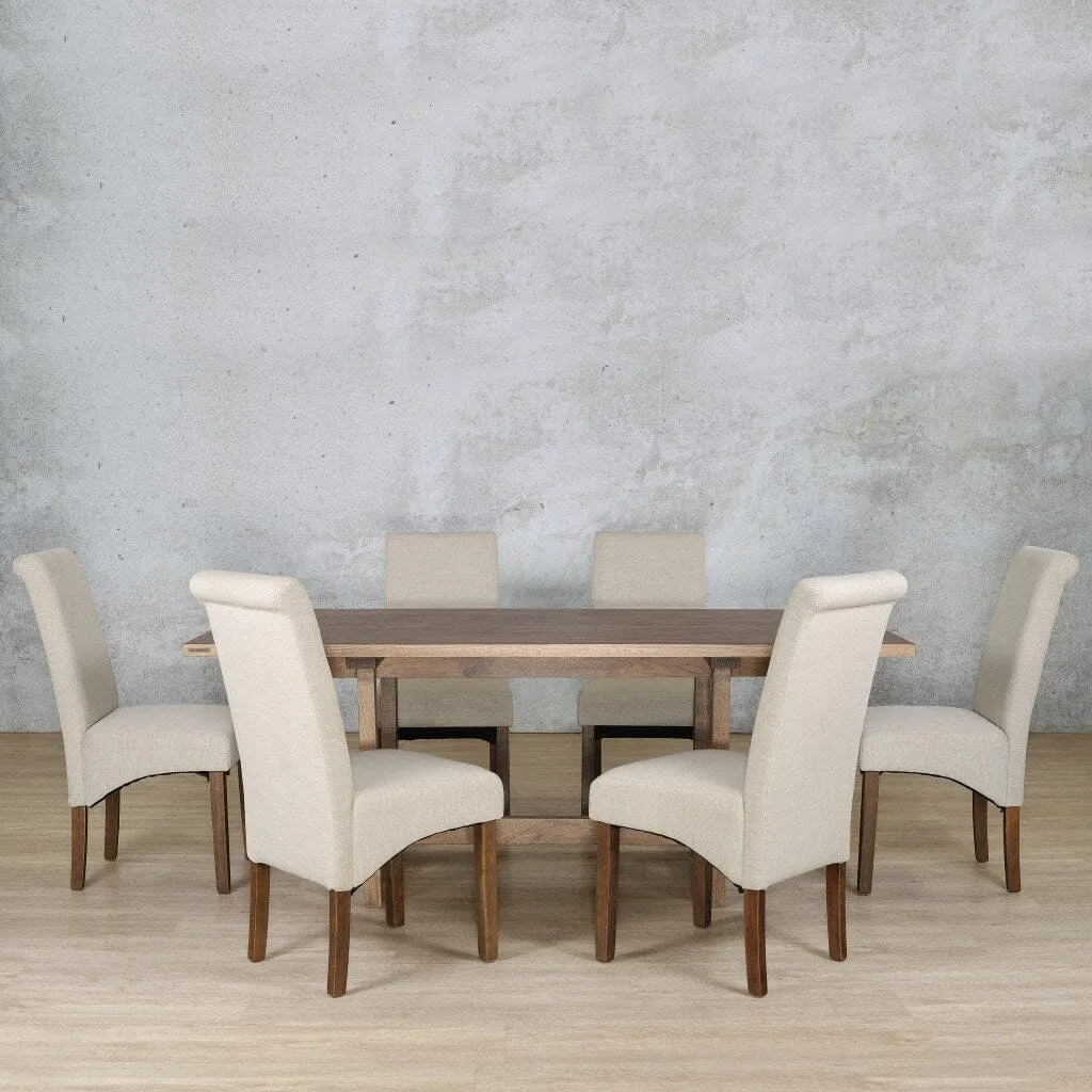 Bolton Wood Top & Windsor 6 Seater Dining Set