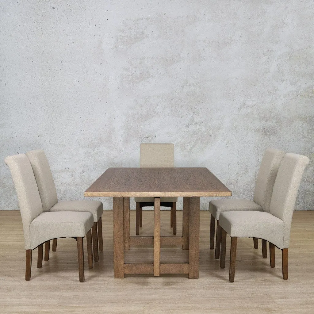 Bolton Wood Top & Windsor 6 Seater Dining Set