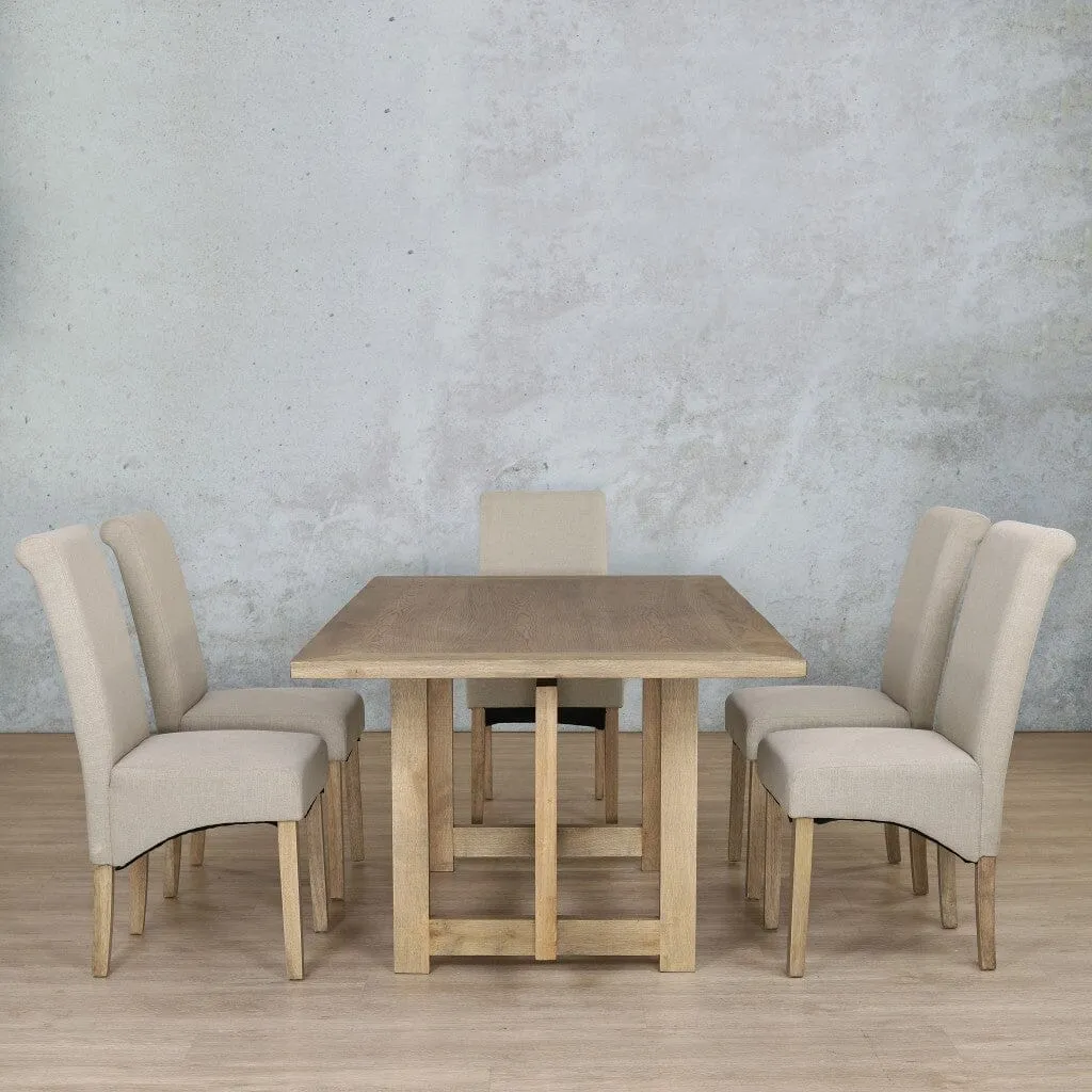 Bolton Wood Top & Windsor 6 Seater Dining Set