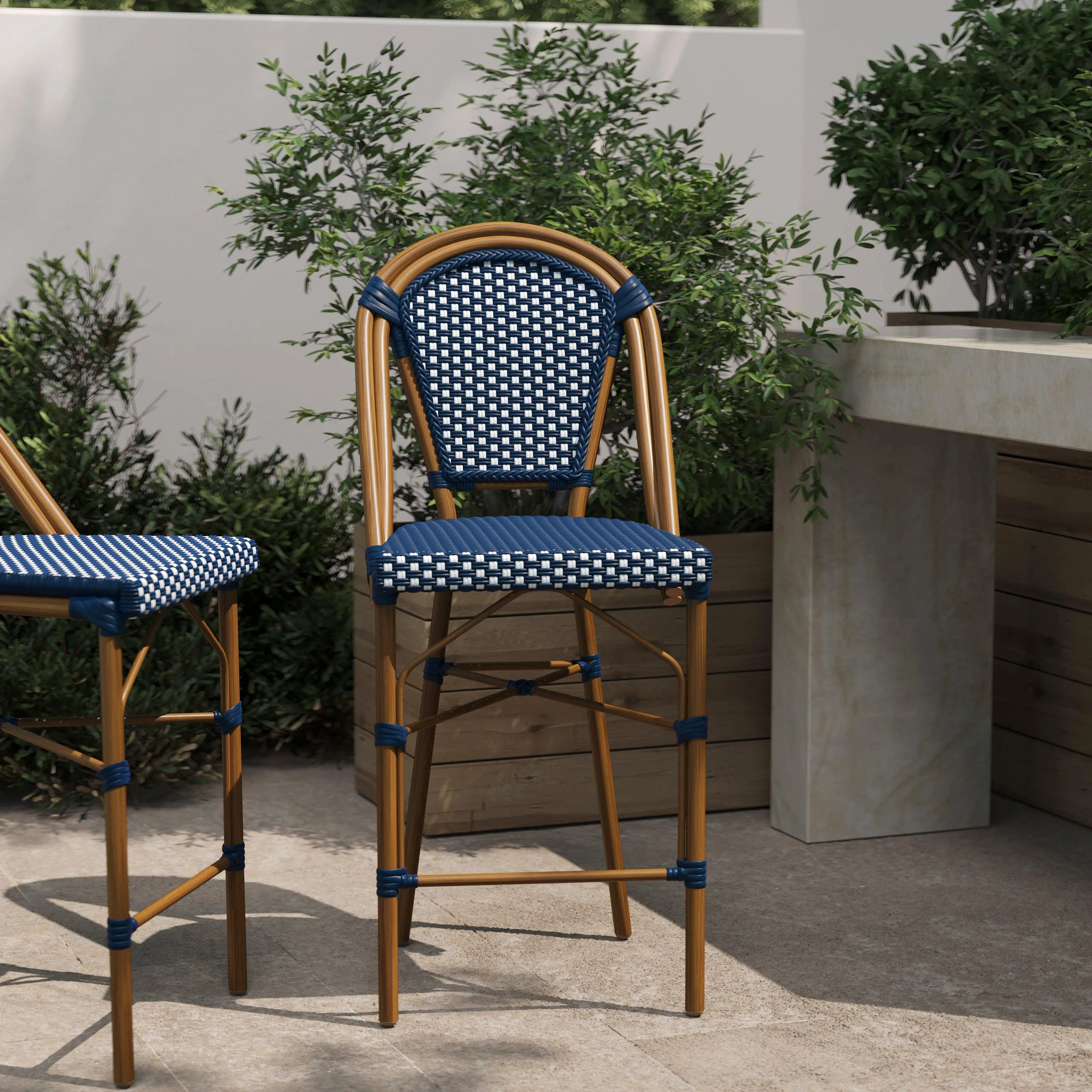 Bordeaux Commercial Grade Stackable Indoor/Outdoor Bistro 26" High Counter Height Stool