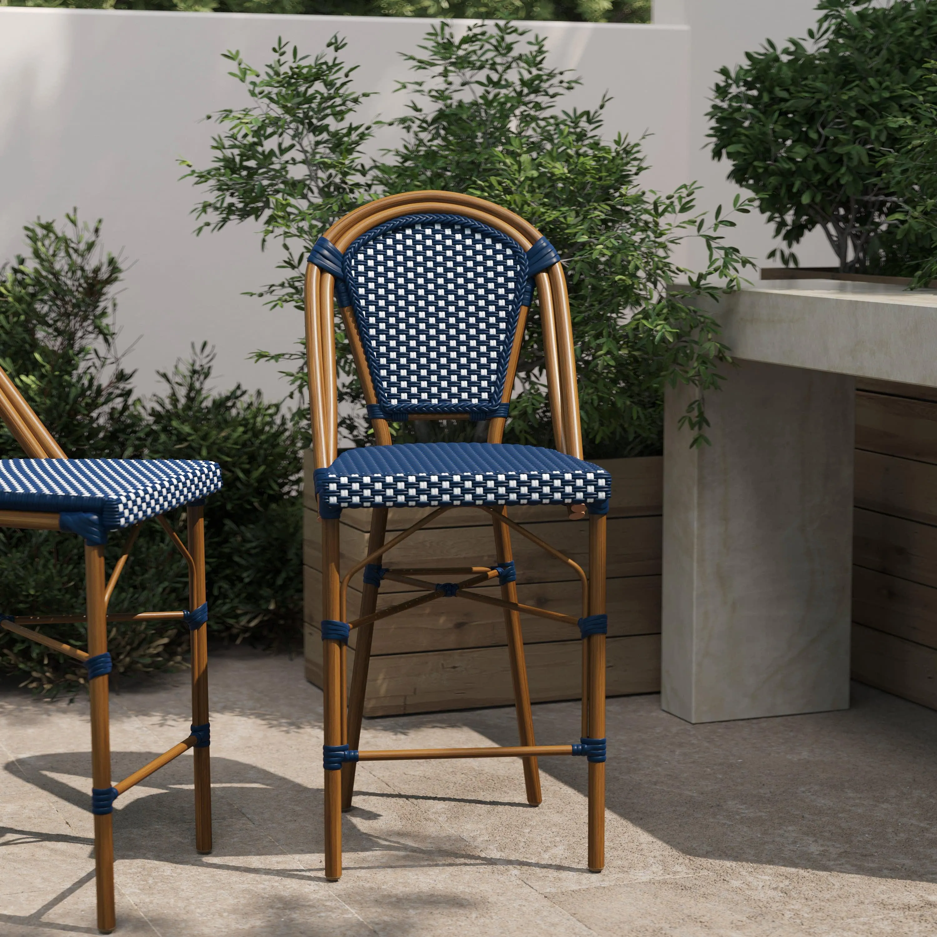 Bordeaux Commercial Grade Stackable Indoor/Outdoor Bistro 26" High Counter Height Stool