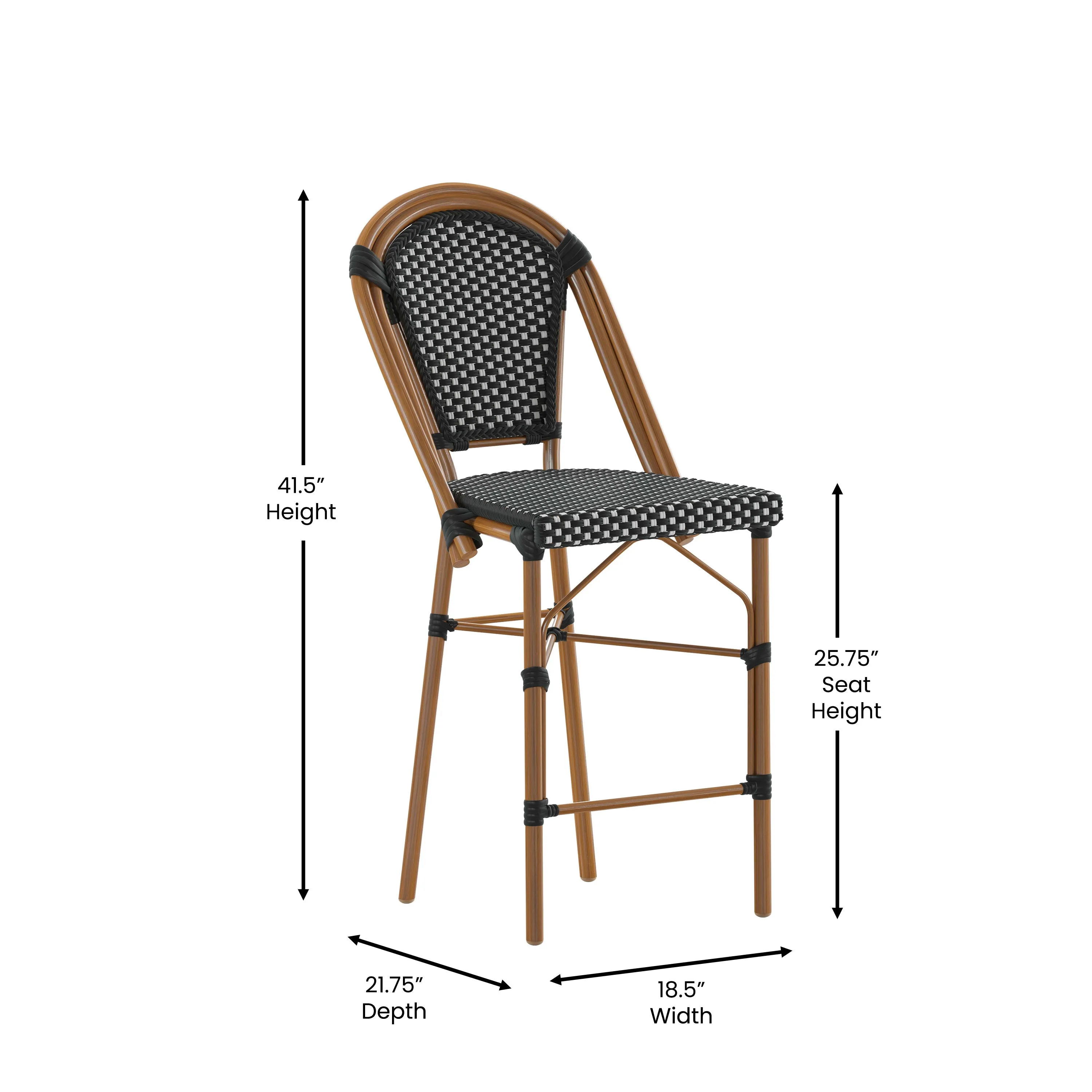 Bordeaux Commercial Grade Stackable Indoor/Outdoor Bistro 26" High Counter Height Stool