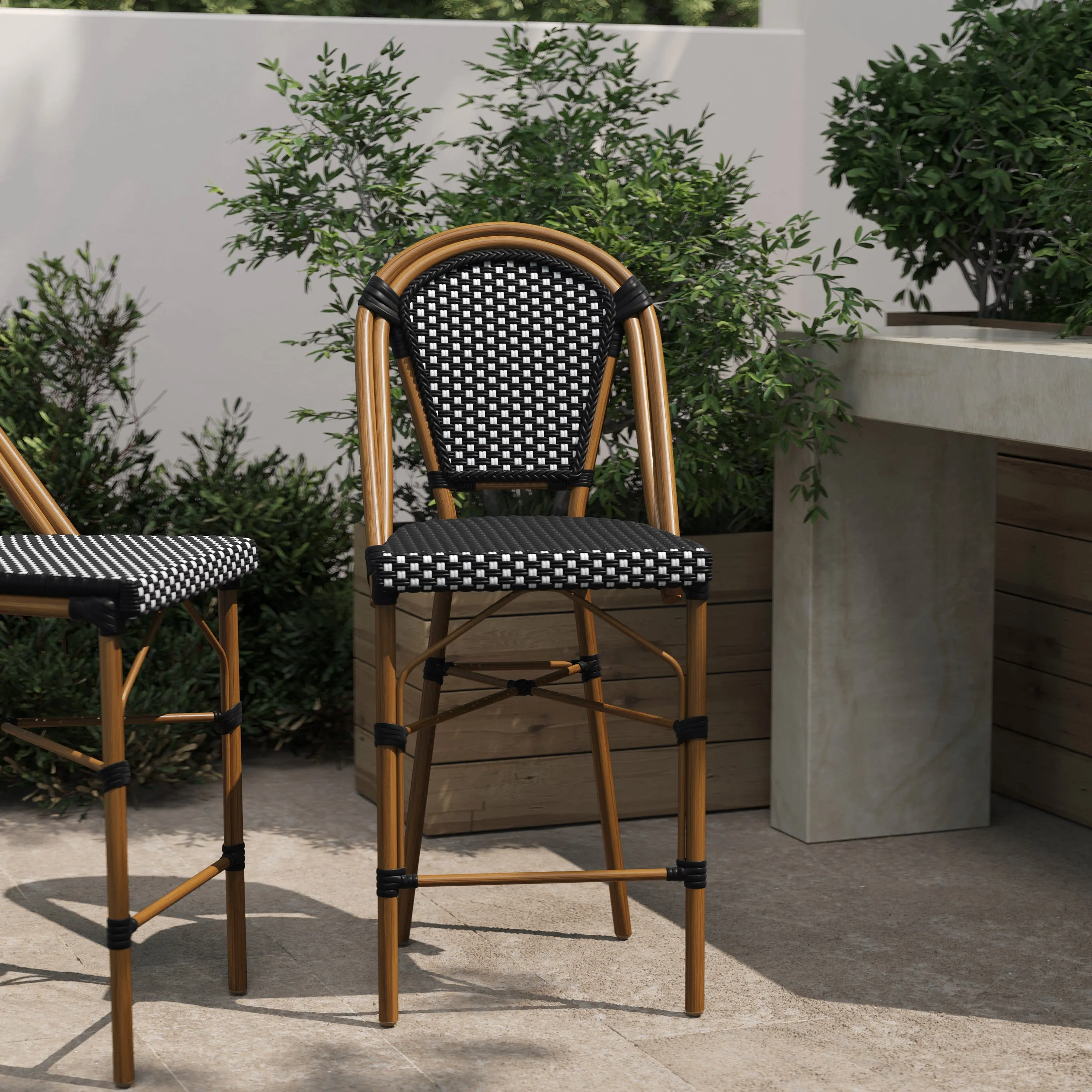 Bordeaux Commercial Grade Stackable Indoor/Outdoor Bistro 26" High Counter Height Stool