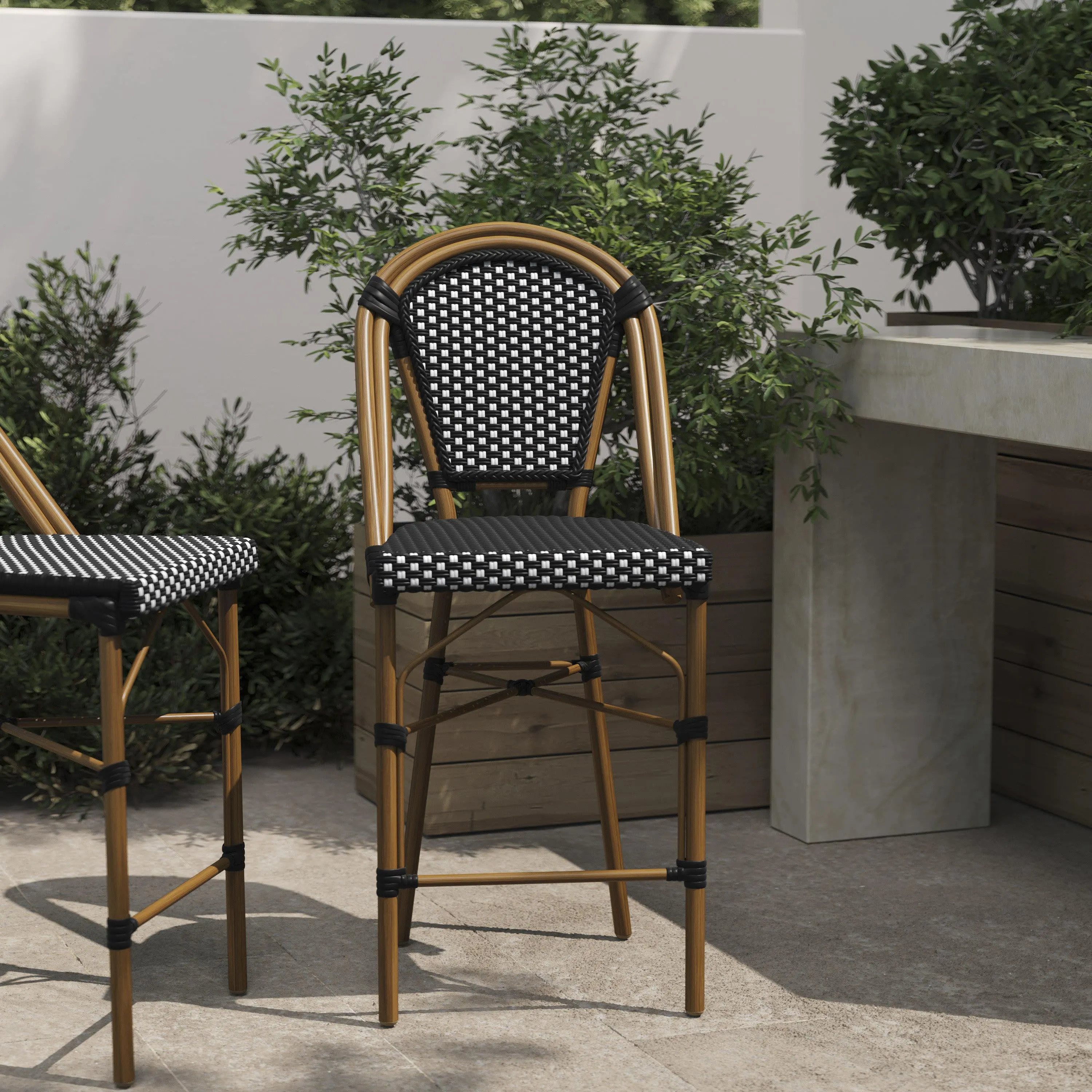 Bordeaux Commercial Grade Stackable Indoor/Outdoor Bistro 26" High Counter Height Stool