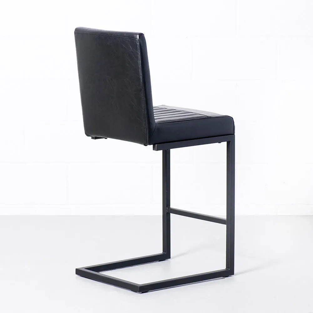 CAL - Black Leather Bar Stool(65cm)